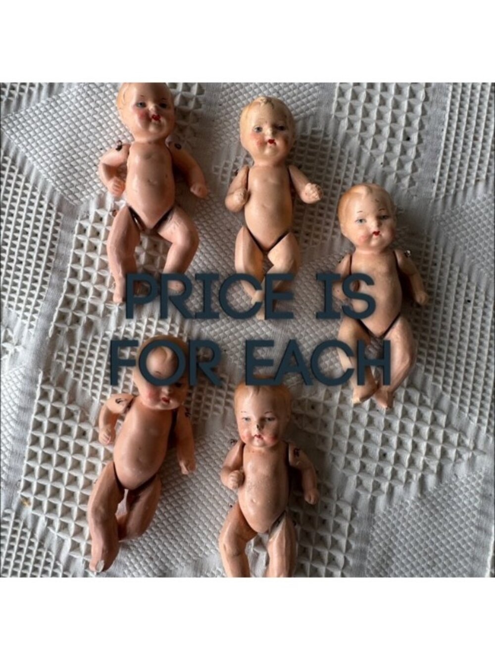 Antique German Bisque Jointed Baby Doll Collectible 3.5" 1920s Price is for EACH